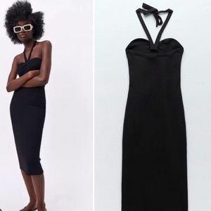 Zara Halter black Midi dress